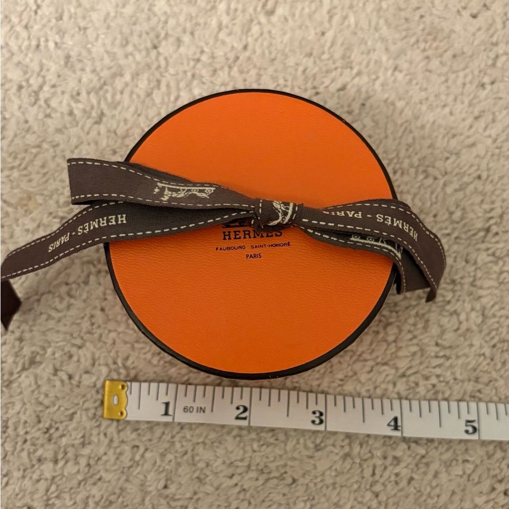 Hermes small round box with ribbon
